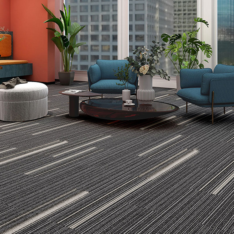 Modern Carpet Tiles Self Adhesive Multi Level Loop Fire Resistant Carpet Tile Ink 40-Piece Set Clearhalo 'Carpet Tiles & Carpet Squares' 'carpet_tiles_carpet_squares' 'Flooring 'Home Improvement' 'home_improvement' 'home_improvement_carpet_tiles_carpet_squares' Walls and Ceiling' 7033831