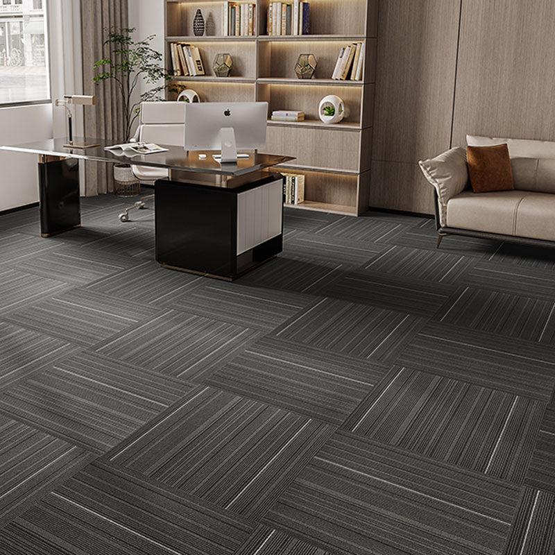 Modern Carpet Tiles Self Adhesive Multi Level Loop Fire Resistant Carpet Tile Gray Black White 40-Piece Set Clearhalo 'Carpet Tiles & Carpet Squares' 'carpet_tiles_carpet_squares' 'Flooring 'Home Improvement' 'home_improvement' 'home_improvement_carpet_tiles_carpet_squares' Walls and Ceiling' 7033832