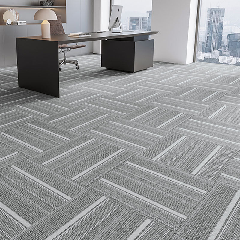 Modern Carpet Tiles Self Adhesive Multi Level Loop Fire Resistant Carpet Tile Gray White Gray 40-Piece Set Clearhalo 'Carpet Tiles & Carpet Squares' 'carpet_tiles_carpet_squares' 'Flooring 'Home Improvement' 'home_improvement' 'home_improvement_carpet_tiles_carpet_squares' Walls and Ceiling' 7033833