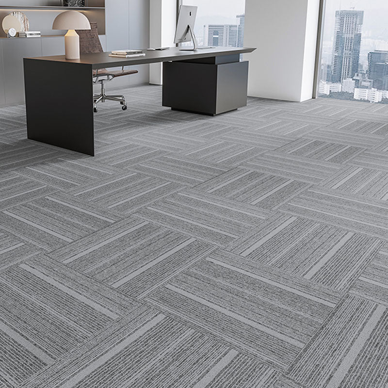 Modern Carpet Tiles Self Adhesive Multi Level Loop Fire Resistant Carpet Tile Gray White White 40-Piece Set Clearhalo 'Carpet Tiles & Carpet Squares' 'carpet_tiles_carpet_squares' 'Flooring 'Home Improvement' 'home_improvement' 'home_improvement_carpet_tiles_carpet_squares' Walls and Ceiling' 7033834