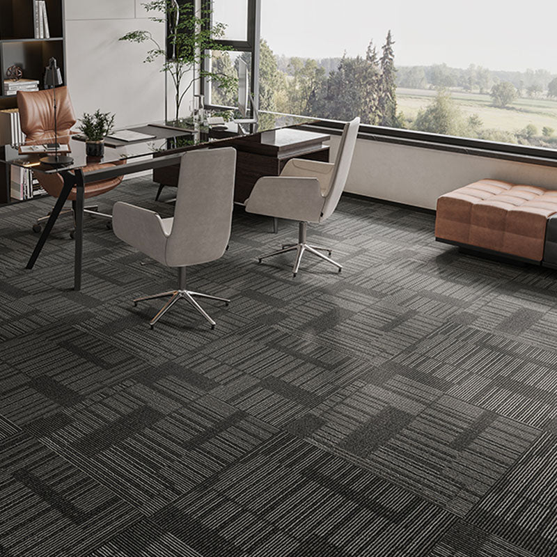 Modern Carpet Tiles Self Adhesive Multi Level Loop Fire Resistant Carpet Tile Matte Gray 40-Piece Set Clearhalo 'Carpet Tiles & Carpet Squares' 'carpet_tiles_carpet_squares' 'Flooring 'Home Improvement' 'home_improvement' 'home_improvement_carpet_tiles_carpet_squares' Walls and Ceiling' 7033835