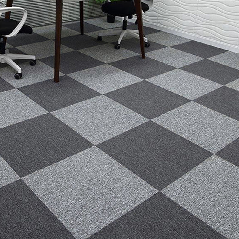 Modern Carpet Tiles Self Adhesive Multi Level Loop Fire Resistant Carpet Tile Gray Plaid 40-Piece Set Asphalt Clearhalo 'Carpet Tiles & Carpet Squares' 'carpet_tiles_carpet_squares' 'Flooring 'Home Improvement' 'home_improvement' 'home_improvement_carpet_tiles_carpet_squares' Walls and Ceiling' 7033837