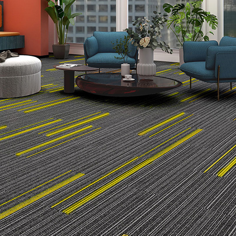 Modern Carpet Tiles Self Adhesive Multi Level Loop Fire Resistant Carpet Tile Black and Yellow 40-Piece Set Clearhalo 'Carpet Tiles & Carpet Squares' 'carpet_tiles_carpet_squares' 'Flooring 'Home Improvement' 'home_improvement' 'home_improvement_carpet_tiles_carpet_squares' Walls and Ceiling' 7033840