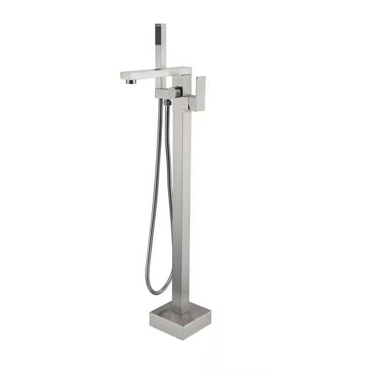 Modern Freestanding Tub Filler Trim Brass Floor Mounted with Risers Freestanding Faucet Clearhalo 'Bathroom Remodel & Bathroom Fixtures' 'Bathtub Faucets' 'bathtub_faucets' 'Home Improvement' 'home_improvement' 'home_improvement_bathtub_faucets' 7033849