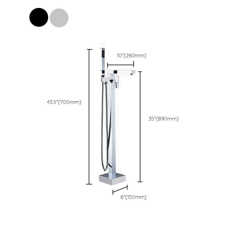 Modern Freestanding Tub Filler Trim Brass Floor Mounted with Risers Freestanding Faucet Clearhalo 'Bathroom Remodel & Bathroom Fixtures' 'Bathtub Faucets' 'bathtub_faucets' 'Home Improvement' 'home_improvement' 'home_improvement_bathtub_faucets' 7033862