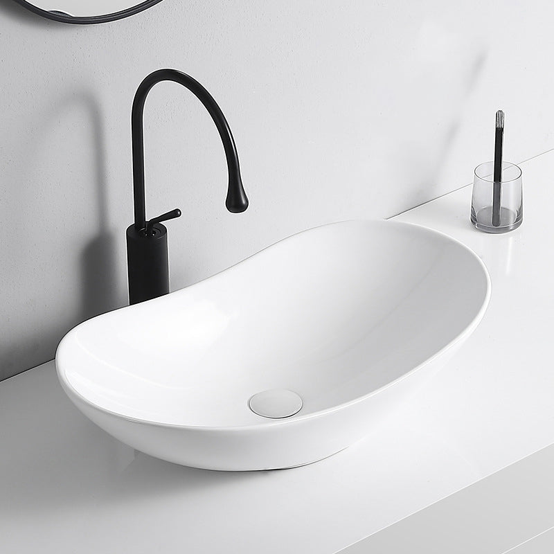 Modern Vessel Lavatory Sink Porcelain Rectangular Vessel Sink(Not Including Faucet) Clearhalo 'Bathroom Remodel & Bathroom Fixtures' 'Bathroom Sinks & Faucet Components' 'Bathroom Sinks' 'bathroom_sink' 'Home Improvement' 'home_improvement' 'home_improvement_bathroom_sink' 7033922