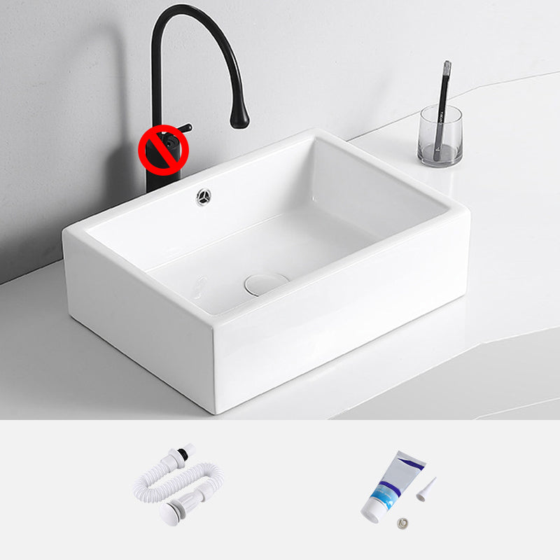 Modern Vessel Lavatory Sink Porcelain Rectangular Vessel Sink(Not Including Faucet) 20.1"L x 14.2"W x 6.1"H Clearhalo 'Bathroom Remodel & Bathroom Fixtures' 'Bathroom Sinks & Faucet Components' 'Bathroom Sinks' 'bathroom_sink' 'Home Improvement' 'home_improvement' 'home_improvement_bathroom_sink' 7033933