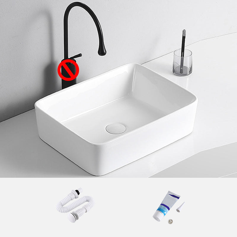 Modern Vessel Lavatory Sink Porcelain Rectangular Vessel Sink(Not Including Faucet) 18.9"L x 14.6"W x 5.5"H Clearhalo 'Bathroom Remodel & Bathroom Fixtures' 'Bathroom Sinks & Faucet Components' 'Bathroom Sinks' 'bathroom_sink' 'Home Improvement' 'home_improvement' 'home_improvement_bathroom_sink' 7033939