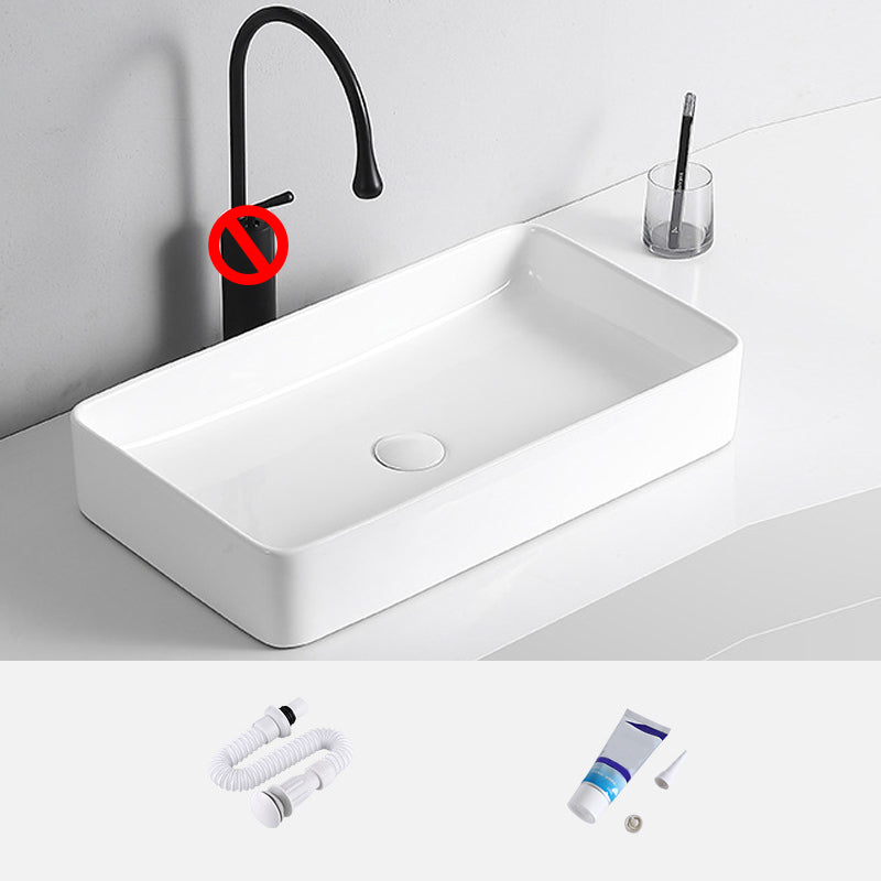 Modern Vessel Lavatory Sink Porcelain Rectangular Vessel Sink(Not Including Faucet) 20.1"L x 13.4"W x 4.3"H Clearhalo 'Bathroom Remodel & Bathroom Fixtures' 'Bathroom Sinks & Faucet Components' 'Bathroom Sinks' 'bathroom_sink' 'Home Improvement' 'home_improvement' 'home_improvement_bathroom_sink' 7033940