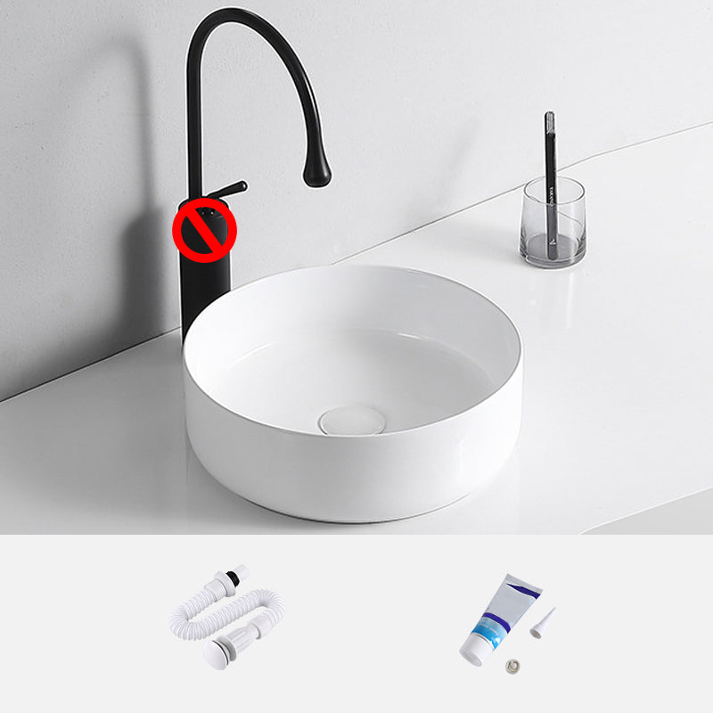 Modern Vessel Lavatory Sink Porcelain Rectangular Vessel Sink(Not Including Faucet) 14.2"L x 14.2"W x 5.5"H Clearhalo 'Bathroom Remodel & Bathroom Fixtures' 'Bathroom Sinks & Faucet Components' 'Bathroom Sinks' 'bathroom_sink' 'Home Improvement' 'home_improvement' 'home_improvement_bathroom_sink' 7033941