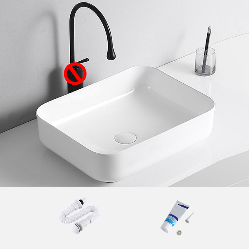 Modern Vessel Lavatory Sink Porcelain Rectangular Vessel Sink(Not Including Faucet) 19.7"L x 15.7"W x 5.5"H Clearhalo 'Bathroom Remodel & Bathroom Fixtures' 'Bathroom Sinks & Faucet Components' 'Bathroom Sinks' 'bathroom_sink' 'Home Improvement' 'home_improvement' 'home_improvement_bathroom_sink' 7033946