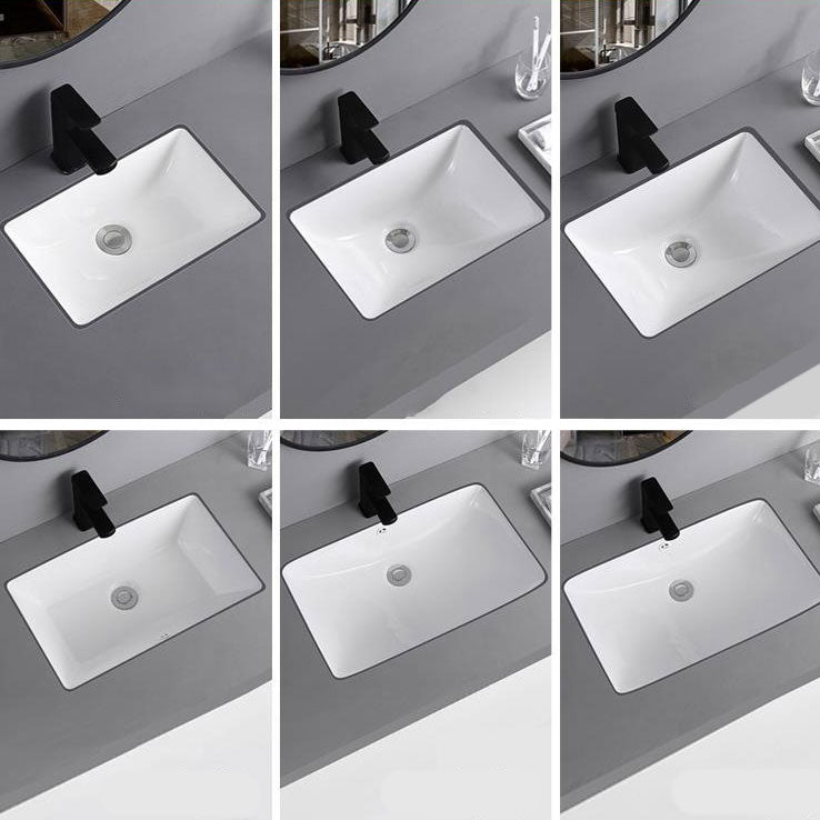 Traditional Undermount Vanity Sink Porcelain Rectangular with Pop-Up Drain Vessel Sink Clearhalo 'Bathroom Remodel & Bathroom Fixtures' 'Bathroom Sinks & Faucet Components' 'Bathroom Sinks' 'bathroom_sink' 'Home Improvement' 'home_improvement' 'home_improvement_bathroom_sink' 7033985