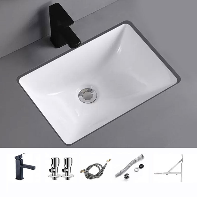 Traditional Undermount Vanity Sink Porcelain Rectangular with Pop-Up Drain Vessel Sink Sink with Faucet Clearhalo 'Bathroom Remodel & Bathroom Fixtures' 'Bathroom Sinks & Faucet Components' 'Bathroom Sinks' 'bathroom_sink' 'Home Improvement' 'home_improvement' 'home_improvement_bathroom_sink' 7033997