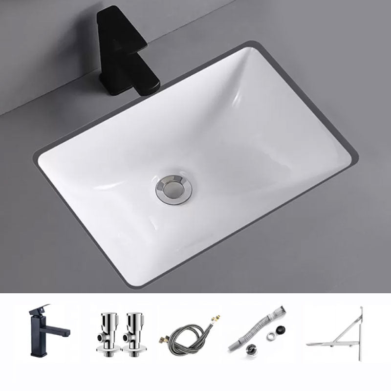Traditional Undermount Vanity Sink Porcelain Rectangular with Pop-Up Drain Vessel Sink Sink with Faucet Clearhalo 'Bathroom Remodel & Bathroom Fixtures' 'Bathroom Sinks & Faucet Components' 'Bathroom Sinks' 'bathroom_sink' 'Home Improvement' 'home_improvement' 'home_improvement_bathroom_sink' 7033997