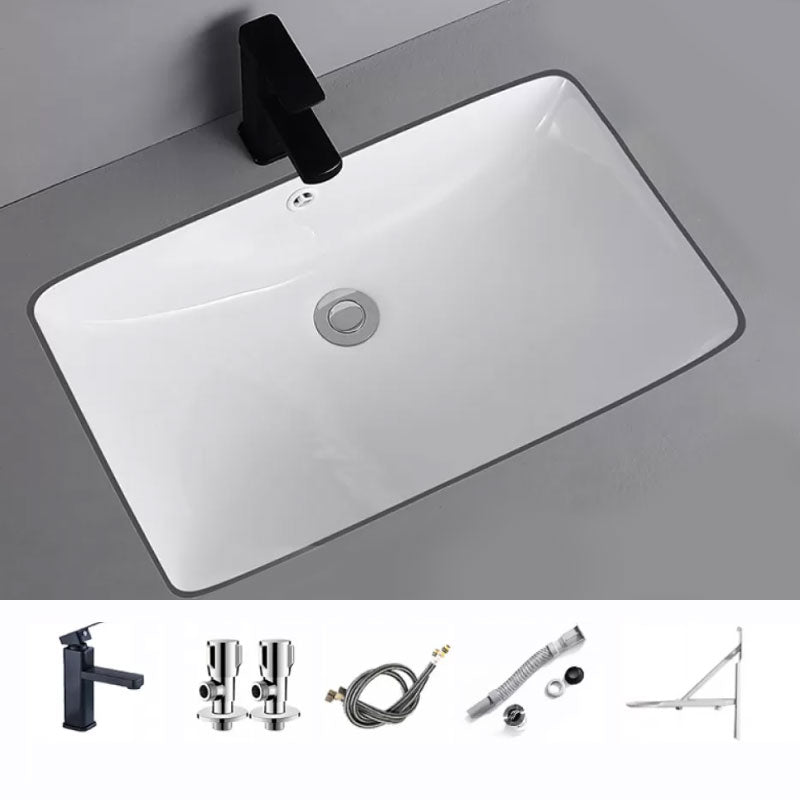Traditional Undermount Vanity Sink Porcelain Rectangular with Pop-Up Drain Vessel Sink Sink with Faucet Clearhalo 'Bathroom Remodel & Bathroom Fixtures' 'Bathroom Sinks & Faucet Components' 'Bathroom Sinks' 'bathroom_sink' 'Home Improvement' 'home_improvement' 'home_improvement_bathroom_sink' 7034000