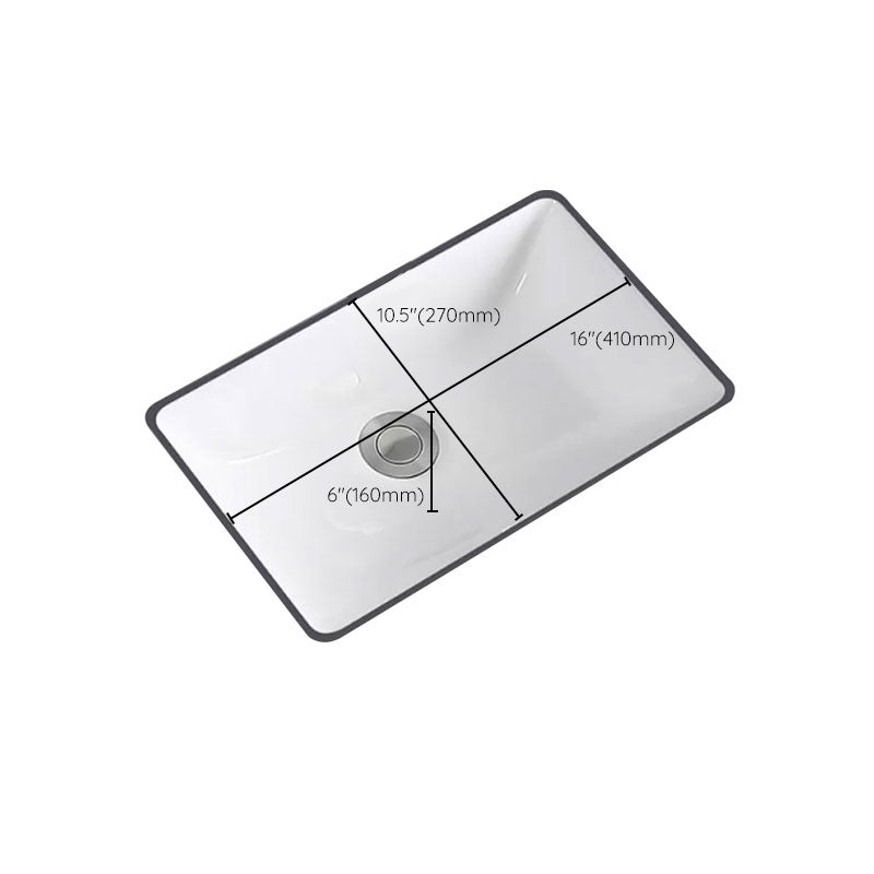 Traditional Undermount Vanity Sink Porcelain Rectangular with Pop-Up Drain Vessel Sink Clearhalo 'Bathroom Remodel & Bathroom Fixtures' 'Bathroom Sinks & Faucet Components' 'Bathroom Sinks' 'bathroom_sink' 'Home Improvement' 'home_improvement' 'home_improvement_bathroom_sink' 7034001