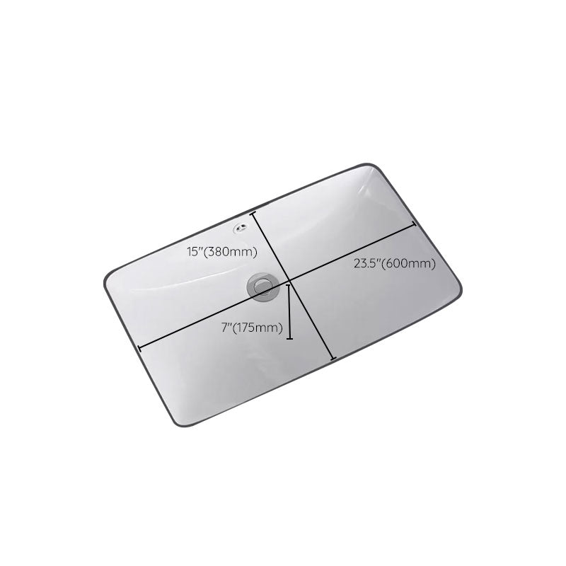 Traditional Undermount Vanity Sink Porcelain Rectangular with Pop-Up Drain Vessel Sink Clearhalo 'Bathroom Remodel & Bathroom Fixtures' 'Bathroom Sinks & Faucet Components' 'Bathroom Sinks' 'bathroom_sink' 'Home Improvement' 'home_improvement' 'home_improvement_bathroom_sink' 7034006