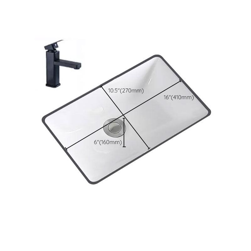 Traditional Undermount Vanity Sink Porcelain Rectangular with Pop-Up Drain Vessel Sink Clearhalo 'Bathroom Remodel & Bathroom Fixtures' 'Bathroom Sinks & Faucet Components' 'Bathroom Sinks' 'bathroom_sink' 'Home Improvement' 'home_improvement' 'home_improvement_bathroom_sink' 7034012