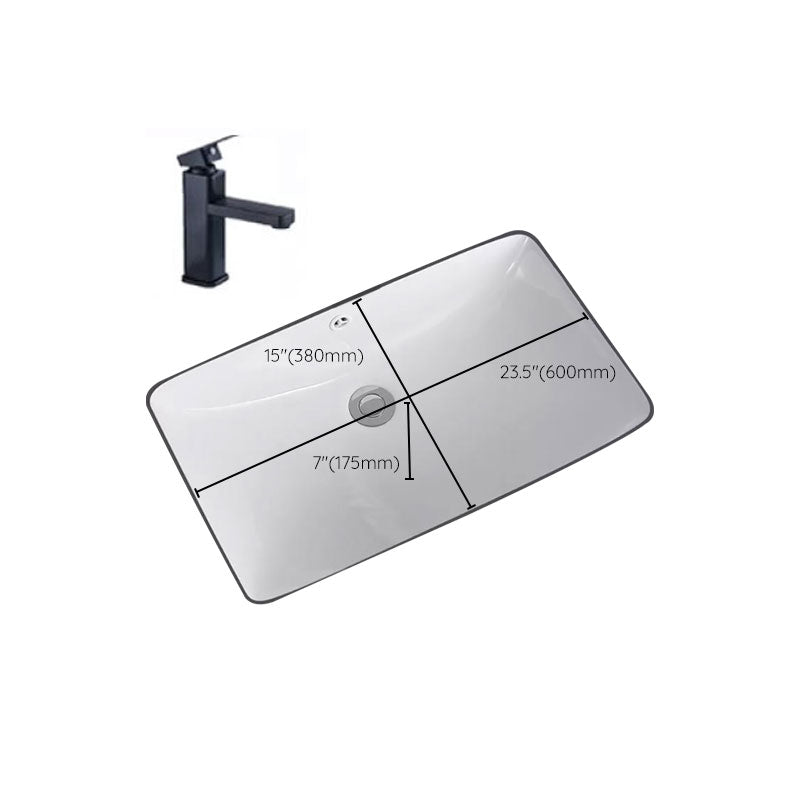 Traditional Undermount Vanity Sink Porcelain Rectangular with Pop-Up Drain Vessel Sink Clearhalo 'Bathroom Remodel & Bathroom Fixtures' 'Bathroom Sinks & Faucet Components' 'Bathroom Sinks' 'bathroom_sink' 'Home Improvement' 'home_improvement' 'home_improvement_bathroom_sink' 7034017