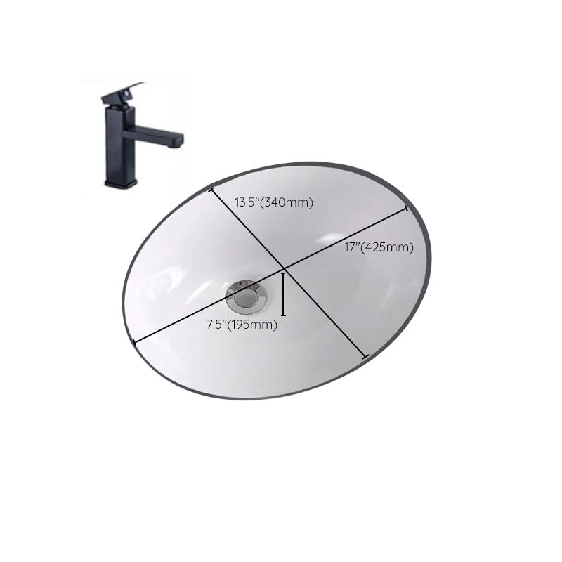 Traditional Undermount Vanity Sink Porcelain Rectangular with Pop-Up Drain Vessel Sink Clearhalo 'Bathroom Remodel & Bathroom Fixtures' 'Bathroom Sinks & Faucet Components' 'Bathroom Sinks' 'bathroom_sink' 'Home Improvement' 'home_improvement' 'home_improvement_bathroom_sink' 7034019