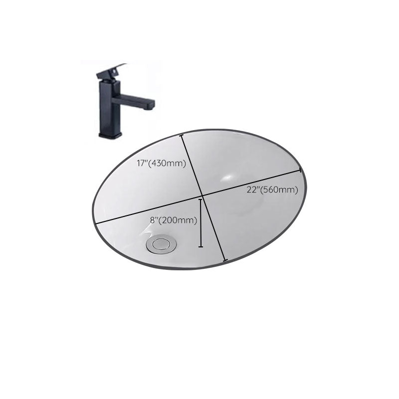 Traditional Undermount Vanity Sink Porcelain Rectangular with Pop-Up Drain Vessel Sink Clearhalo 'Bathroom Remodel & Bathroom Fixtures' 'Bathroom Sinks & Faucet Components' 'Bathroom Sinks' 'bathroom_sink' 'Home Improvement' 'home_improvement' 'home_improvement_bathroom_sink' 7034021