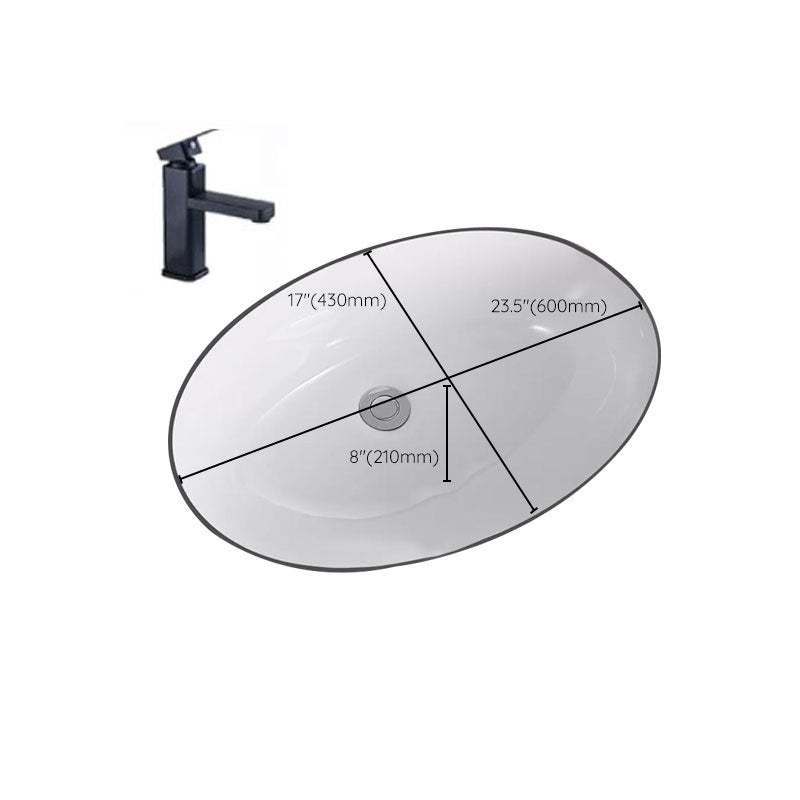 Traditional Undermount Vanity Sink Porcelain Rectangular with Pop-Up Drain Vessel Sink Clearhalo 'Bathroom Remodel & Bathroom Fixtures' 'Bathroom Sinks & Faucet Components' 'Bathroom Sinks' 'bathroom_sink' 'Home Improvement' 'home_improvement' 'home_improvement_bathroom_sink' 7034022