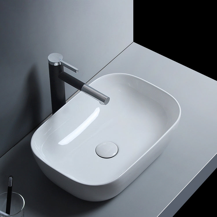 Traditional Vessel Bathroom Sink Porcelain with Faucet Basin Sink 16.5"L x 16.5"W x 5.7"H Swivel Faucet Sink with Faucet Clearhalo 'Bathroom Remodel & Bathroom Fixtures' 'Bathroom Sinks & Faucet Components' 'Bathroom Sinks' 'bathroom_sink' 'Home Improvement' 'home_improvement' 'home_improvement_bathroom_sink' 7034028