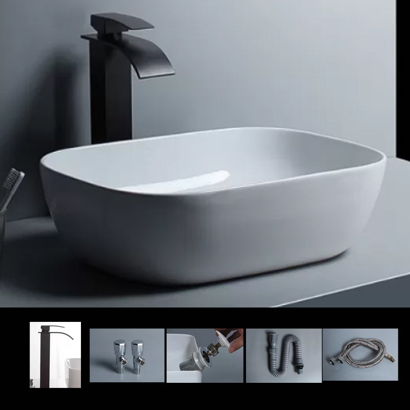 Traditional Vessel Bathroom Sink Porcelain with Faucet Basin Sink 19.7"L x 15.7"W x 5.7"H Waterfall Comes Out Sink with Faucet Clearhalo 'Bathroom Remodel & Bathroom Fixtures' 'Bathroom Sinks & Faucet Components' 'Bathroom Sinks' 'bathroom_sink' 'Home Improvement' 'home_improvement' 'home_improvement_bathroom_sink' 7034032