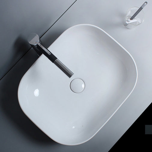 Traditional Vessel Bathroom Sink Porcelain with Faucet Basin Sink Clearhalo 'Bathroom Remodel & Bathroom Fixtures' 'Bathroom Sinks & Faucet Components' 'Bathroom Sinks' 'bathroom_sink' 'Home Improvement' 'home_improvement' 'home_improvement_bathroom_sink' 7034037