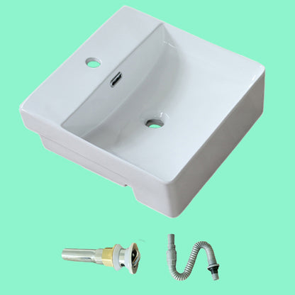 Modern Porcelain Bathroom Sink Rectangular Vessel Lavatory Sink 17"L x 17"W x 5"H Sink Clearhalo 'Bathroom Remodel & Bathroom Fixtures' 'Bathroom Sinks & Faucet Components' 'Bathroom Sinks' 'bathroom_sink' 'Home Improvement' 'home_improvement' 'home_improvement_bathroom_sink' 7034059