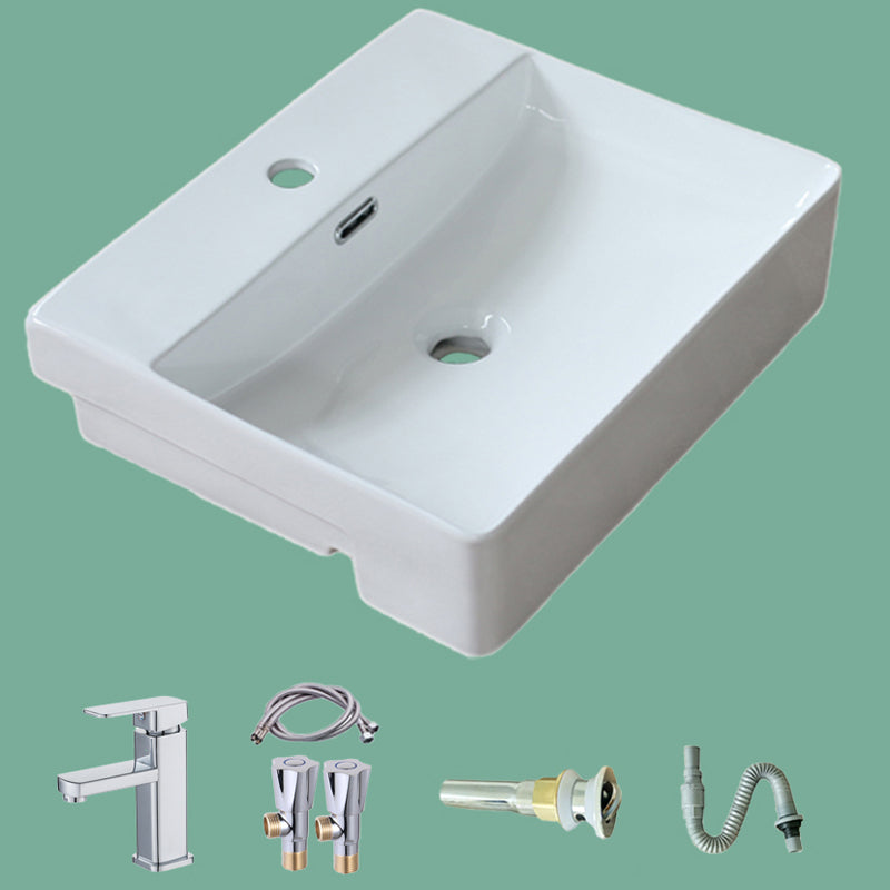 Modern Porcelain Bathroom Sink Rectangular Vessel Lavatory Sink 19.9"L x 16.7"W x 5.1"H Sink with Faucet Clearhalo 'Bathroom Remodel & Bathroom Fixtures' 'Bathroom Sinks & Faucet Components' 'Bathroom Sinks' 'bathroom_sink' 'Home Improvement' 'home_improvement' 'home_improvement_bathroom_sink' 7034061