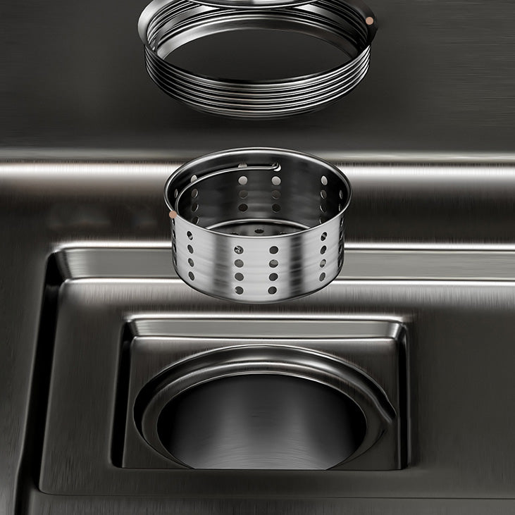 Single Bowl Kitchen Sink Black Stainless Steel Top Mount 3 Holes Sink with Strainer Clearhalo 'Home Improvement' 'home_improvement' 'home_improvement_kitchen_sinks' 'Kitchen Remodel & Kitchen Fixtures' 'Kitchen Sinks & Faucet Components' 'Kitchen Sinks' 'kitchen_sinks' 7034127