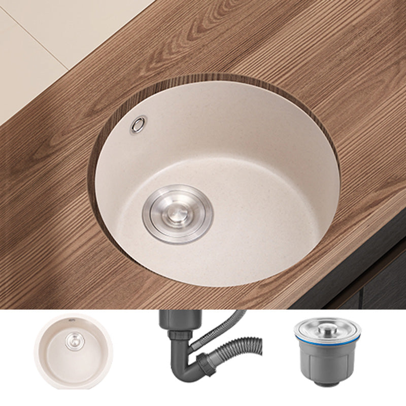 Round Kitchen Sink Quartz Single Bowl Kitchen Sink with Drain Assembly Sink Only None Clearhalo 'Home Improvement' 'home_improvement' 'home_improvement_kitchen_sinks' 'Kitchen Remodel & Kitchen Fixtures' 'Kitchen Sinks & Faucet Components' 'Kitchen Sinks' 'kitchen_sinks' 7034191