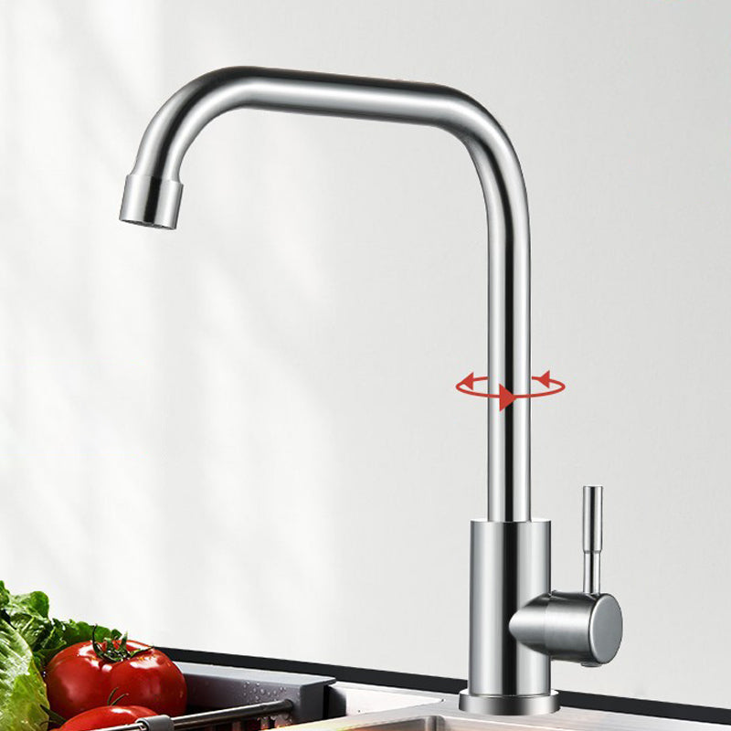 Modern Kitchen Bar Faucet Stainless Steel with Accessories Bar Prep Kitchen Faucet Straight Faucet Hot/Cold Water Dispensers Clearhalo 'Home Improvement' 'home_improvement' 'home_improvement_kitchen_faucets' 'Kitchen Faucets' 'Kitchen Remodel & Kitchen Fixtures' 'Kitchen Sinks & Faucet Components' 'kitchen_faucets' 7034227
