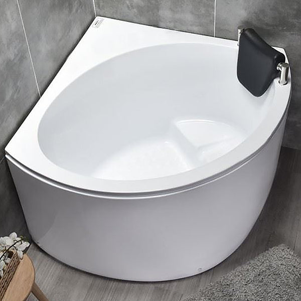Acrylic Soaking Bathtub Antique Finish Back to Wall Corner Bath Tub Tub with Pillow Clearhalo 'Bathroom Remodel & Bathroom Fixtures' 'Bathtubs' 'Home Improvement' 'home_improvement' 'home_improvement_bathtubs' 'Showers & Bathtubs' 7034303