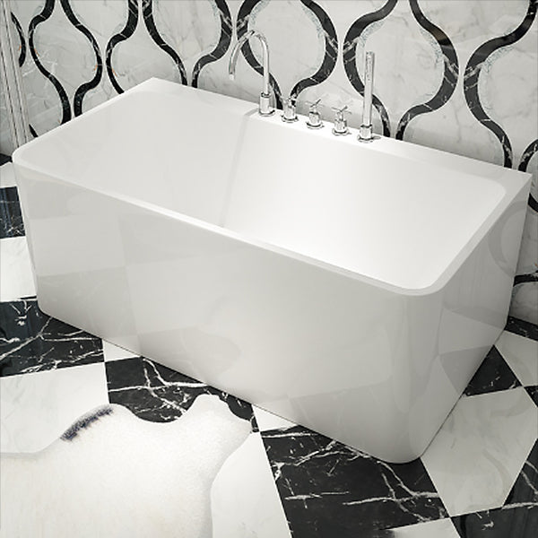 Rectangular Bathtub Acrylic Soaking Bath in White , 22.83-inch Tall 59"L x 30"W x 23"H Tub with Silver 5-Piece Set Clearhalo 'Bathroom Remodel & Bathroom Fixtures' 'Bathtubs' 'Home Improvement' 'home_improvement' 'home_improvement_bathtubs' 'Showers & Bathtubs' 7034393