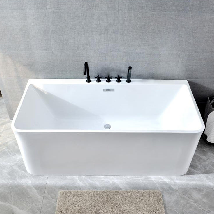 Rectangular Bathtub Acrylic Soaking Bath in White , 22.83-inch Tall Tub with Black 5-Piece Set Clearhalo 'Bathroom Remodel & Bathroom Fixtures' 'Bathtubs' 'Home Improvement' 'home_improvement' 'home_improvement_bathtubs' 'Showers & Bathtubs' 7034395
