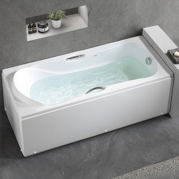 Acrylic Bath Soaking Back to Wall Bathtub in White , 29.53-inch Tall Right Tub Clearhalo 'Bathroom Remodel & Bathroom Fixtures' 'Bathtubs' 'Home Improvement' 'home_improvement' 'home_improvement_bathtubs' 'Showers & Bathtubs' 7034416