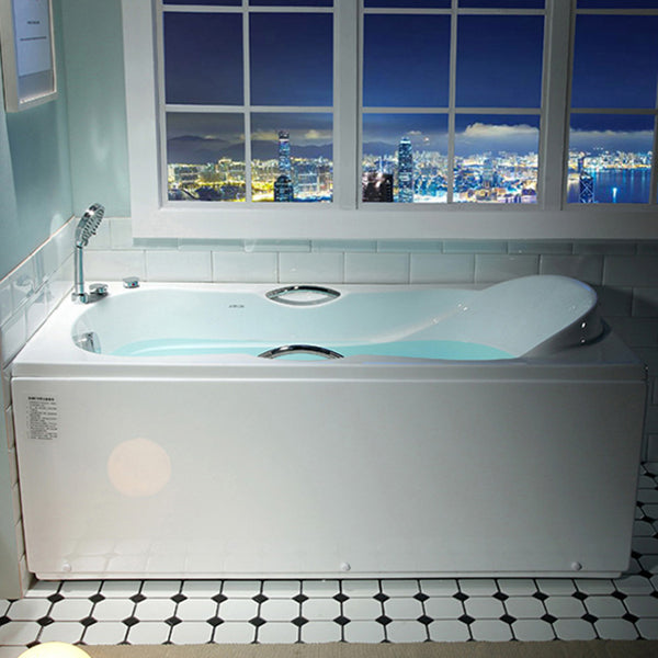 Acrylic Bath Soaking Back to Wall Bathtub in White , 29.53-inch Tall Clearhalo 'Bathroom Remodel & Bathroom Fixtures' 'Bathtubs' 'Home Improvement' 'home_improvement' 'home_improvement_bathtubs' 'Showers & Bathtubs' 7034425