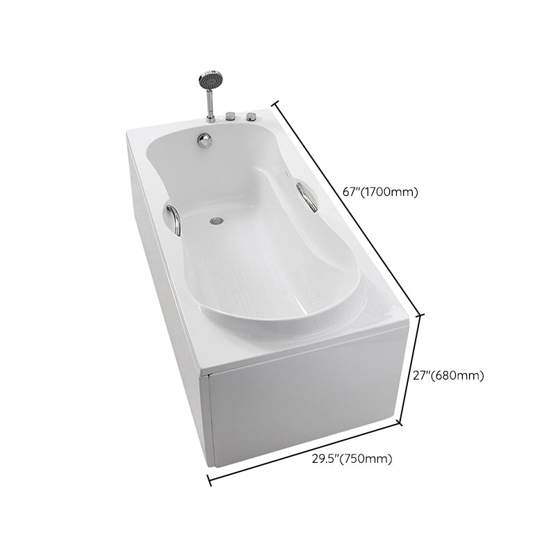 Acrylic Bath Soaking Back to Wall Bathtub in White , 29.53-inch Tall Clearhalo 'Bathroom Remodel & Bathroom Fixtures' 'Bathtubs' 'Home Improvement' 'home_improvement' 'home_improvement_bathtubs' 'Showers & Bathtubs' 7034427
