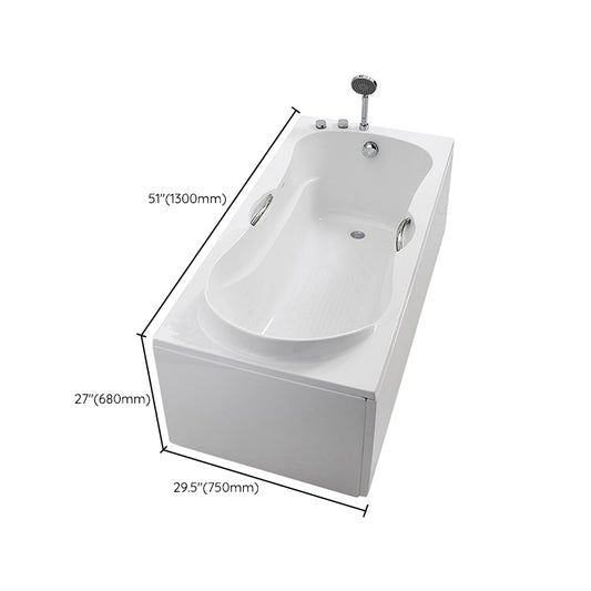 Acrylic Bath Soaking Back to Wall Bathtub in White , 29.53-inch Tall Clearhalo 'Bathroom Remodel & Bathroom Fixtures' 'Bathtubs' 'Home Improvement' 'home_improvement' 'home_improvement_bathtubs' 'Showers & Bathtubs' 7034434