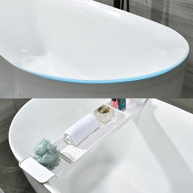 Stand Alone Bath White Acrylic Oval Modern Back to Wall Bathtub (Board not Included) Clearhalo 'Bathroom Remodel & Bathroom Fixtures' 'Bathtubs' 'Home Improvement' 'home_improvement' 'home_improvement_bathtubs' 'Showers & Bathtubs' 7034448