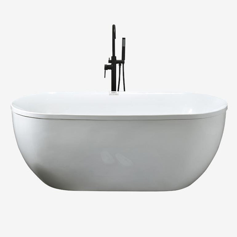 Stand Alone Bath White Acrylic Oval Modern Back to Wall Bathtub (Board not Included) Clearhalo 'Bathroom Remodel & Bathroom Fixtures' 'Bathtubs' 'Home Improvement' 'home_improvement' 'home_improvement_bathtubs' 'Showers & Bathtubs' 7034449