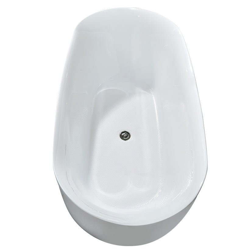 Stand Alone Bath White Acrylic Oval Modern Back to Wall Bathtub (Board not Included) Clearhalo 'Bathroom Remodel & Bathroom Fixtures' 'Bathtubs' 'Home Improvement' 'home_improvement' 'home_improvement_bathtubs' 'Showers & Bathtubs' 7034450