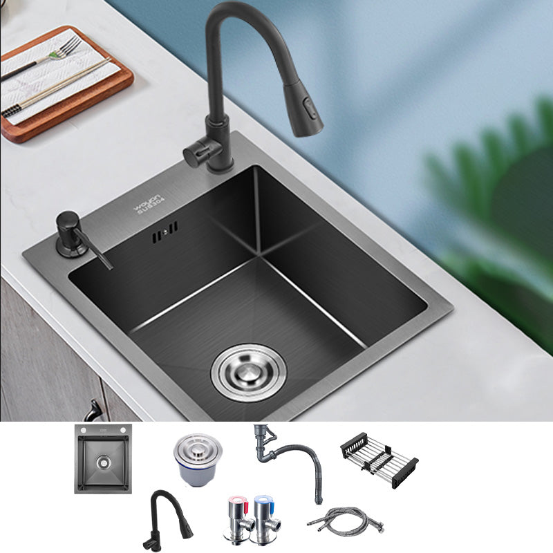 Contemporary Stainless Steel Sink 2 Holes Drop-In Kitchen Sink Sink with Faucet Pull Out Faucet Clearhalo 'Home Improvement' 'home_improvement' 'home_improvement_kitchen_sinks' 'Kitchen Remodel & Kitchen Fixtures' 'Kitchen Sinks & Faucet Components' 'Kitchen Sinks' 'kitchen_sinks' 7034740