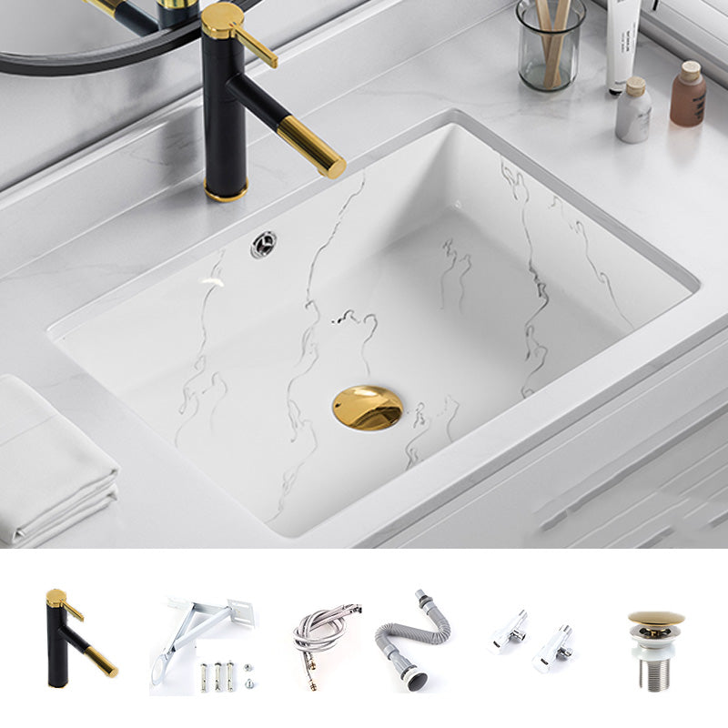 Modern Undermount Vanity Sink Rectangular Porcelain with Overflow Basin Sink 22"L x 16"W x 8"H Sink with Faucet Clearhalo 'Bathroom Remodel & Bathroom Fixtures' 'Bathroom Sinks & Faucet Components' 'Bathroom Sinks' 'bathroom_sink' 'Home Improvement' 'home_improvement' 'home_improvement_bathroom_sink' 7035623