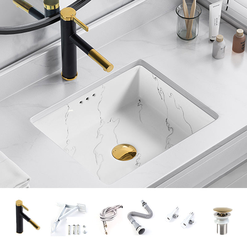 Modern Undermount Vanity Sink Rectangular Porcelain with Overflow Basin Sink 17"L x 15"W x 7"H Sink with Faucet Clearhalo 'Bathroom Remodel & Bathroom Fixtures' 'Bathroom Sinks & Faucet Components' 'Bathroom Sinks' 'bathroom_sink' 'Home Improvement' 'home_improvement' 'home_improvement_bathroom_sink' 7035624