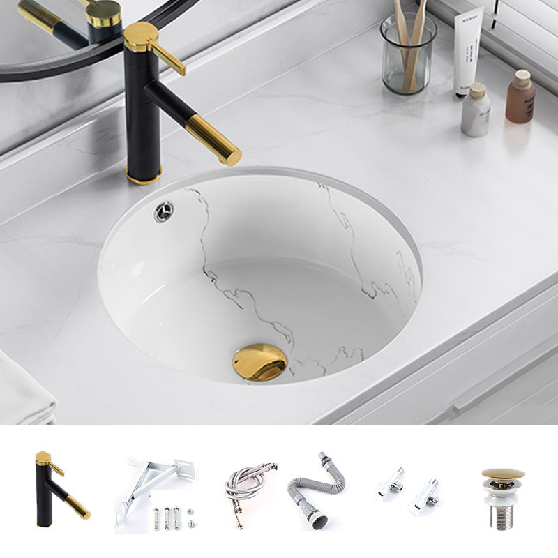 Modern Undermount Vanity Sink Rectangular Porcelain with Overflow Basin Sink 18.1"L x 18.1"W x 7.9"H Sink with Faucet Clearhalo 'Bathroom Remodel & Bathroom Fixtures' 'Bathroom Sinks & Faucet Components' 'Bathroom Sinks' 'bathroom_sink' 'Home Improvement' 'home_improvement' 'home_improvement_bathroom_sink' 7035629