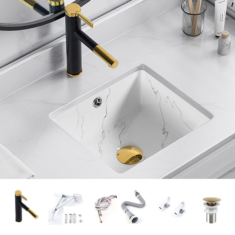 Modern Undermount Vanity Sink Rectangular Porcelain with Overflow Basin Sink 14.57"L x 13"W x 6.89"H Sink with Faucet Clearhalo 'Bathroom Remodel & Bathroom Fixtures' 'Bathroom Sinks & Faucet Components' 'Bathroom Sinks' 'bathroom_sink' 'Home Improvement' 'home_improvement' 'home_improvement_bathroom_sink' 7035631