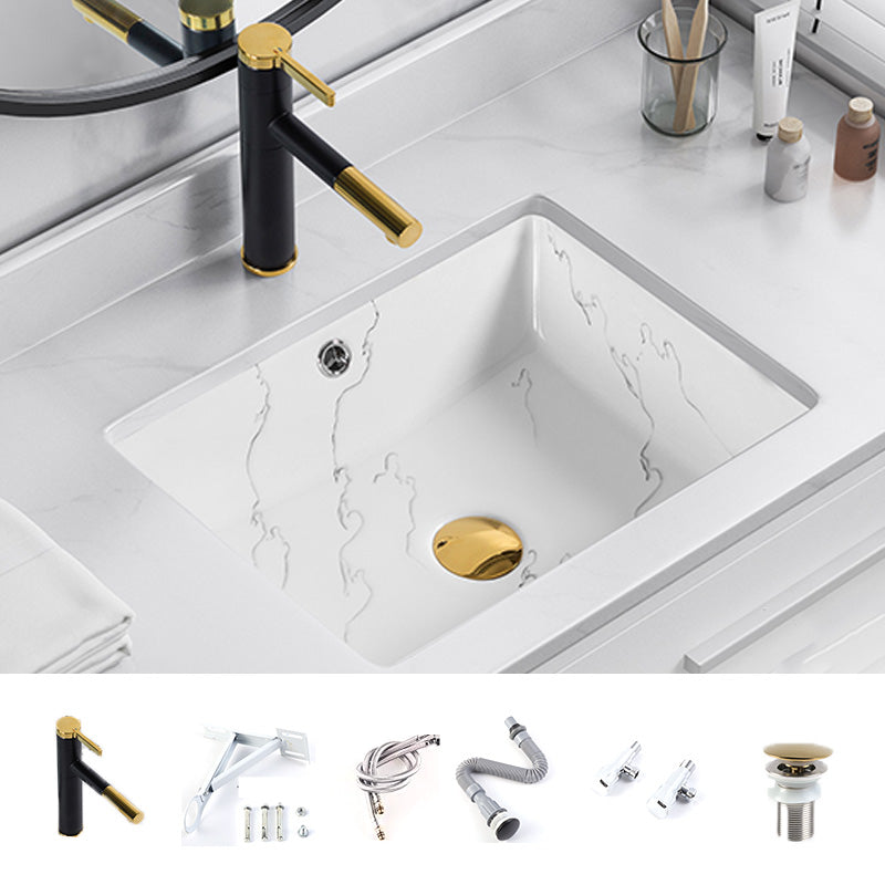 Modern Undermount Vanity Sink Rectangular Porcelain with Overflow Basin Sink 19"L x 13"W x 7"H Sink with Faucet Clearhalo 'Bathroom Remodel & Bathroom Fixtures' 'Bathroom Sinks & Faucet Components' 'Bathroom Sinks' 'bathroom_sink' 'Home Improvement' 'home_improvement' 'home_improvement_bathroom_sink' 7035635